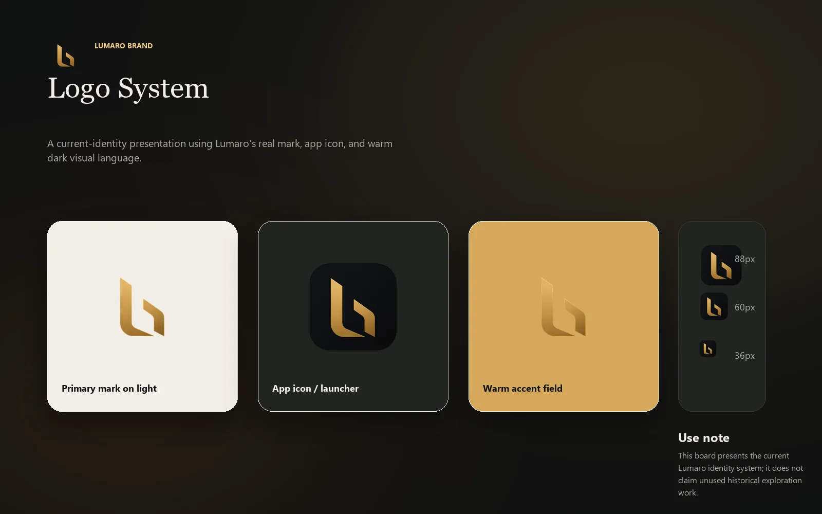 Lumaro logo system and brand identity presentation
