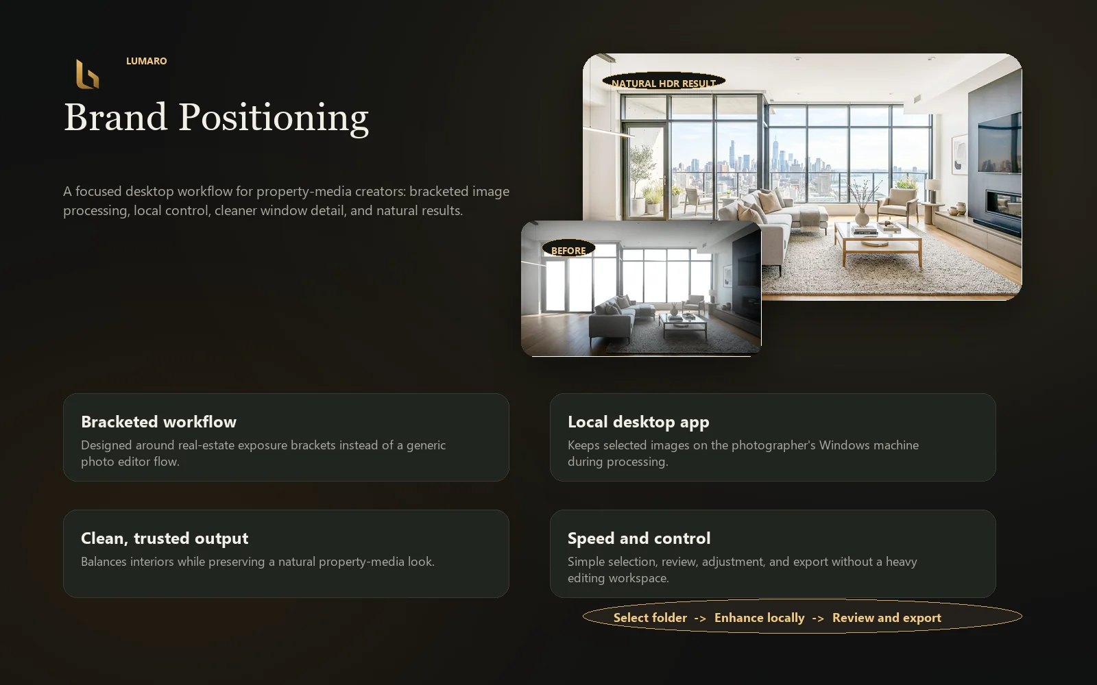 Lumaro brand positioning board