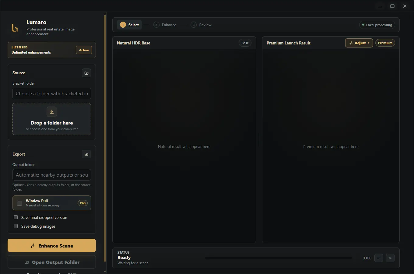 Lumaro folder selection interface