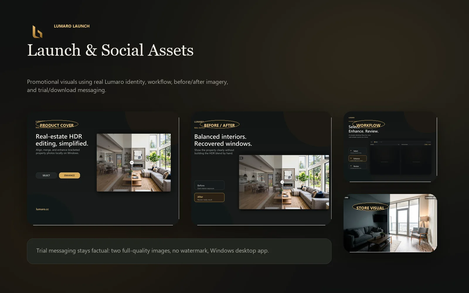 Lumaro social launch assets board