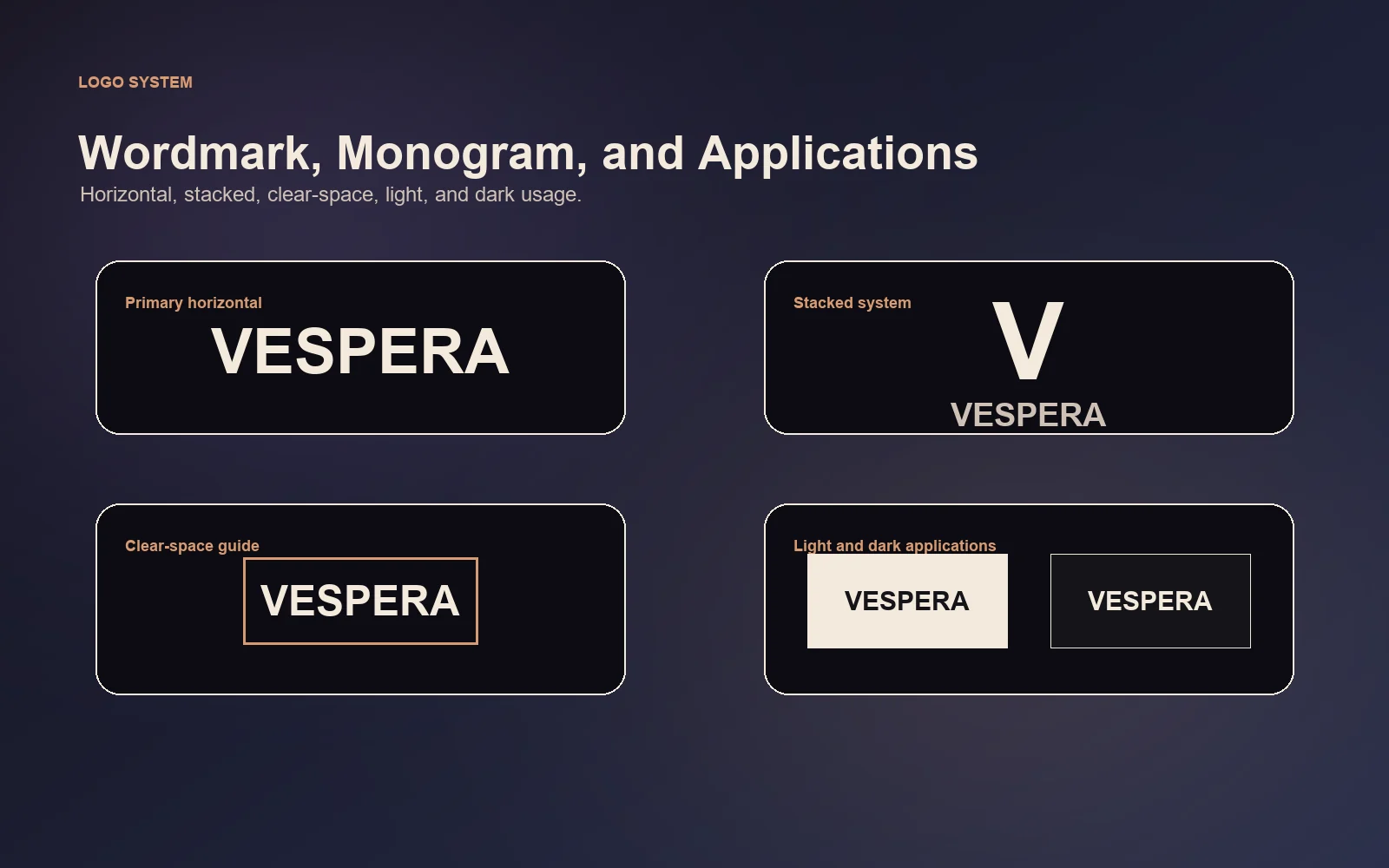 Vespera logo system and clear-space